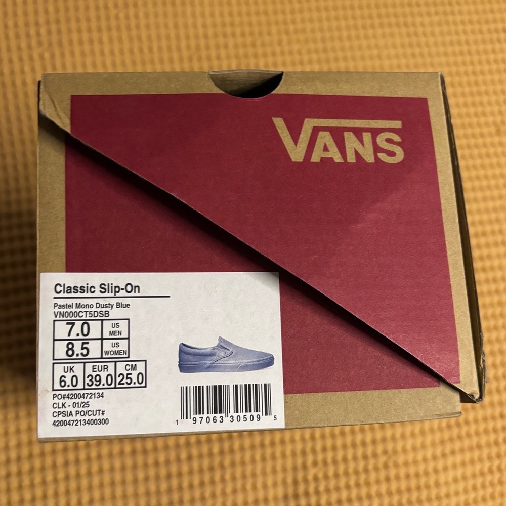New in Box Vans Classic Slip-On | Pastel Mono Dusty Blue | US Women 8.5 / Men 7 - Picture 2 of 16